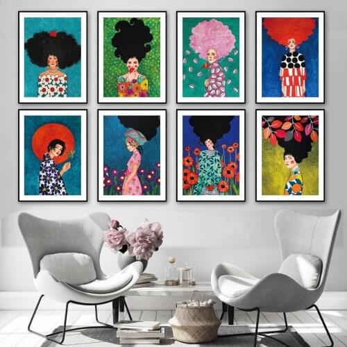 Fashion Girl Hair Illustration Wall Art Canvas Painting Nordic Posters And Prints Abstract Wall Pictures For Living Room Decor