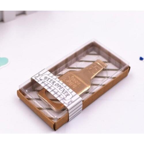 Wedding supplies party birthday gift beer bottle shaped opener Gold color zinc alloy beer opener LX4769