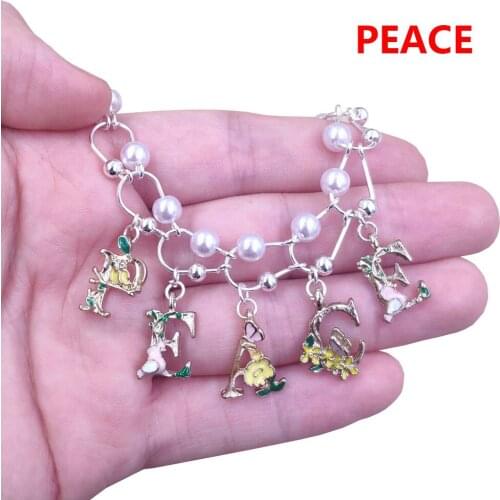 Siver Plated Bead Chain Necklace Customized Word Peace Letter DIY Handmade Unique Men Birthday Male Gift Cute Punk BV026-034