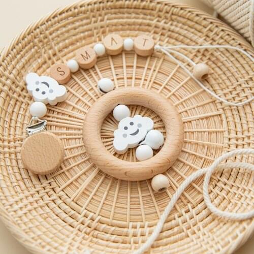 Personalized Name Handmade Silicone Pacifier Chains Safe Teething Chain Baby Teether Eco-friendly Pacifier Clips Holder Chain