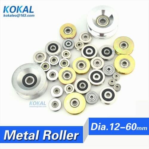 10PCS high quality U/V Groove Type Bearing Roller Wheel metal steel bearing roller wheel hanger Guide track rail pulley