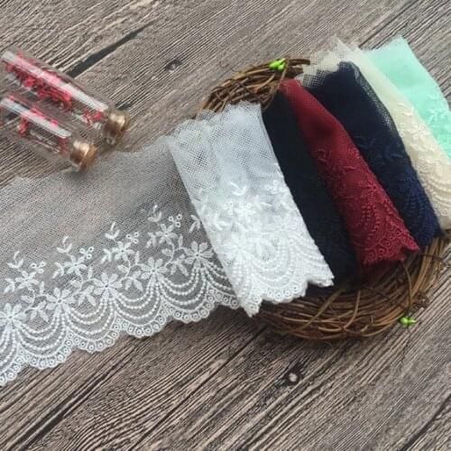 Polyester silk thread Net yarn embroidery lace trim accessories Handmade gauze lace fabric garment accessories width 10cm