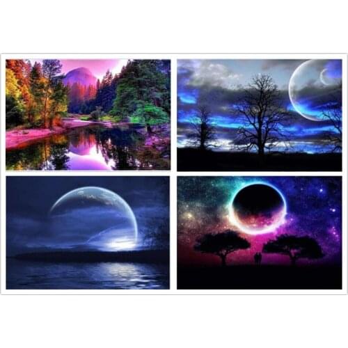 Full Round 5D Diamond Embroidery Fantasy Star Color Landscape Dimond Painting Beadwork Diamond Painting Wall Sticker Home Decor