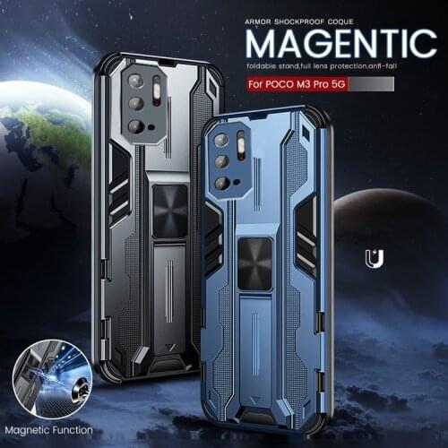 Heavy Duty Armor Shockproof Coque For Xiaomi Poco M 3 Pro Car Magnetic Holder Case Little Poko M3 Pro 5G Camera Protectors Cover