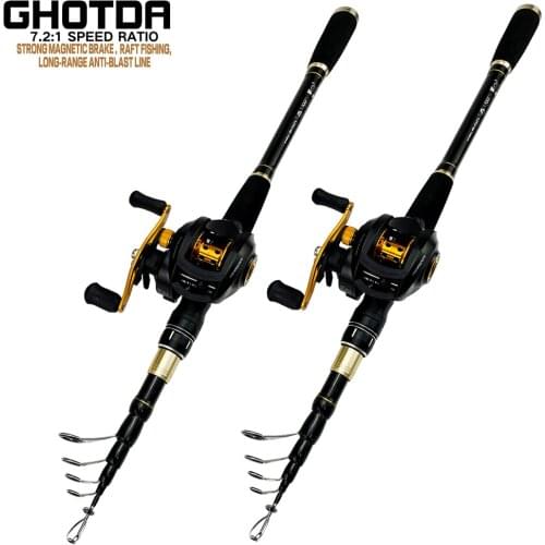 GHOTDA Fishing Rod Combo Carbon Casting Fishing Rod with 17+1BB Baitcasting Reel Fishing Tackle Kit