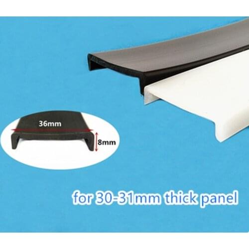 Silicone Rubber Sealing U Strip 8x36mm for 30 - 31mm thick Glass Metal Car Wood Panel Board Edge Encloser Shield Black White