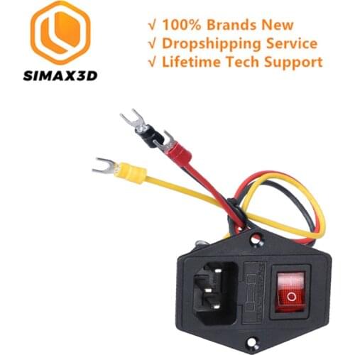 SIMAX3D 3d printer switch 15A 250V Power Switch with Cable AC 3pin AC red triple Rocker Switch tripod with fuse for 3d print kit