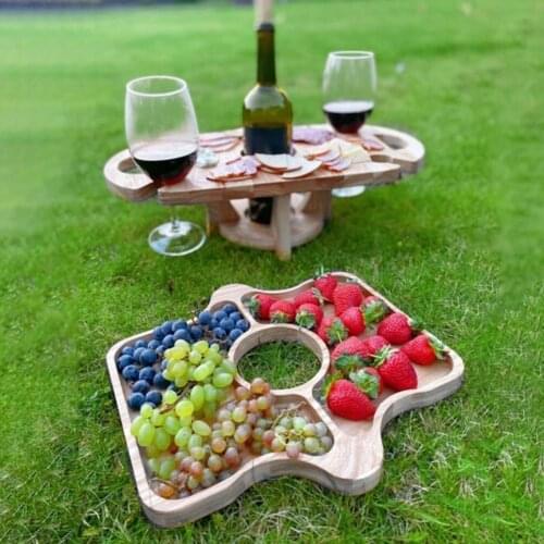 Folding Picnic Table Capacity Multi-grid Loda Bearing Outdoor Picnic Table with Wine Holder for Camping entertainment table