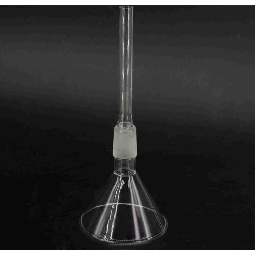 100mm O.D 24/29 Joint Borosilicate Glass Tail Tube 12cm Length Lab Powder Conical Funnel Glassware