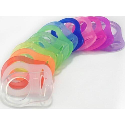 Sutoyuen 100 pcs Clean food grade BPA Free Transparent Silicone Mam Pacifier Ring NUK Dummy Attache Sucette Mam Adapter Holder