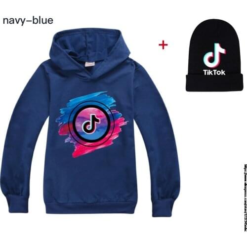 Tik Tok Childrens Spring and Autumn Long Sleeve Hoodie +hat Girls Home Sweatshirt Boys Casual Fashion Sweatshirt kids clothes