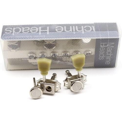 1set 3L3R Vintage Style Guitar Locking Tuners jade Guitar Tuning Pegs Machine Heads for Les Paul SG Guitar Silver Nickel