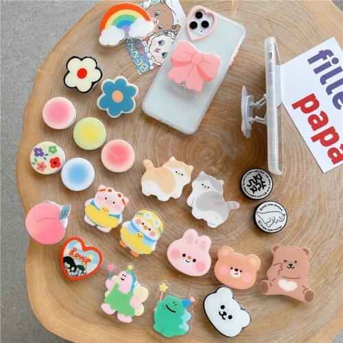 Universal mobile phone bracket Cute 3D Animal airbag Phone Expanding Stand Finger Holder Stitch panda holder for phone Stand