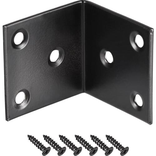 Uxcell Corner Brace Angle Bracket Fastener Stainless Steel L Shape 40mmx40mmx40mm Black with Screws, 4 Pcs