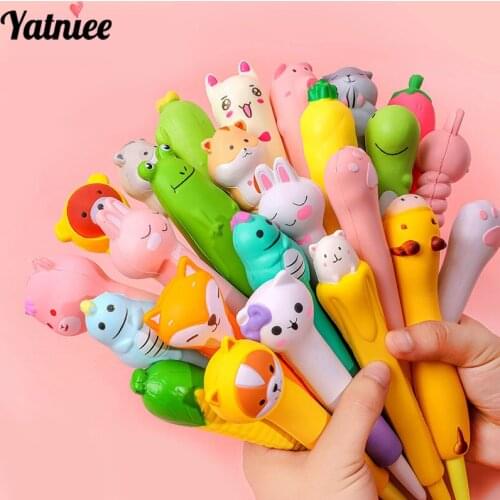 Yatniee 1pcs Cartoon Pen Creative Rabbit Frog Cat Cute Animal Gel Pen Kawaii Funny Office School Stationery Gift Pens