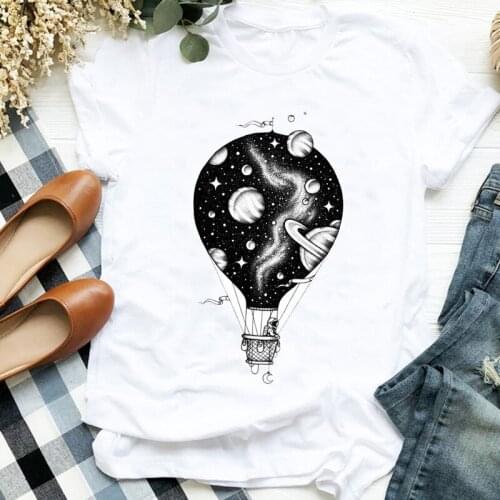 Women Lady Cartoon Space Travel Printing Summer Autumn Print T Tee Womens Tshirt for Female Shirt Clothes Top Graphic T-shirt