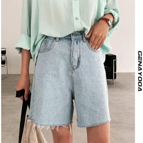 Streetwear Biker Shorts Women Korean Style 2021 Summer Cotton Denim Shorts Jeans High Waist Cool Short Feminino Chic