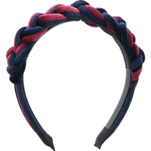 2021 BD Wide braided velvet 3cm wide plain design hairbands women hair accessories winter hairbands