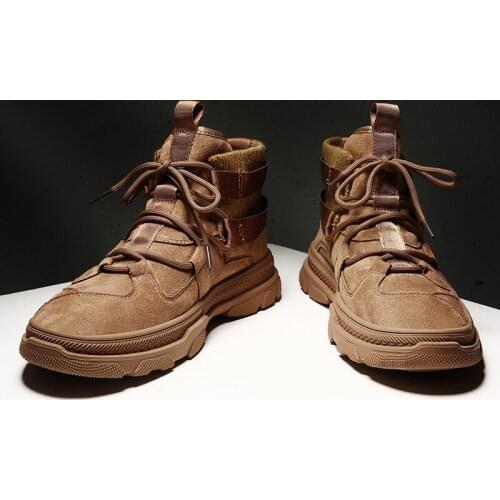 2019 winter warm snow boots mens waterproof snow shoes mens PU leather mens ankle boots plush high-top casual tooling shoes