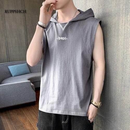 2021 New Cotton Summer Hooded Sleeveless Short-Sleeved T-Shirt Japanese Loose Version T-Shirt Male Hong Kong Fashion Brand Male