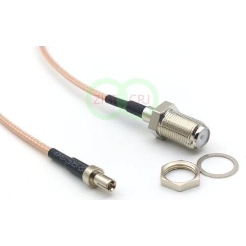 2pcs F FEMALE to TS9 ANGLE MALE Coaxial RF Cable RG316 15CM