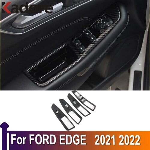 For ford edge 2021 2022 Car Auto Carbon Fiber Window Switch Button Rise Trim Cover Frame Inteior Accesories