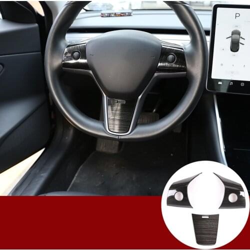 Auto Accessories For Tesla Model 3 Stainless Steel Black/Silver Steering Wheel Button Frame Trim Car Interior Accessories