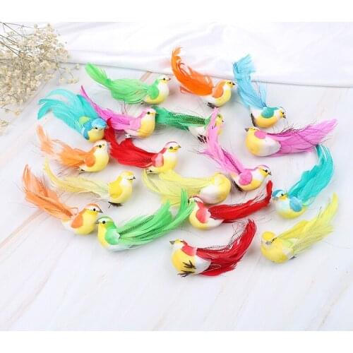 DIY Artificial Sparrow Cute Colorful Mini Bird Foam Feather Tit Craft Birds Emulation Decoration Bird Model