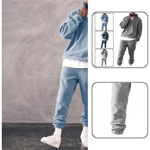 Long Stylish Thicken Warm Men Sportswear Set Comfortable Men Tracksuit Set Zipper Neck for Fitness