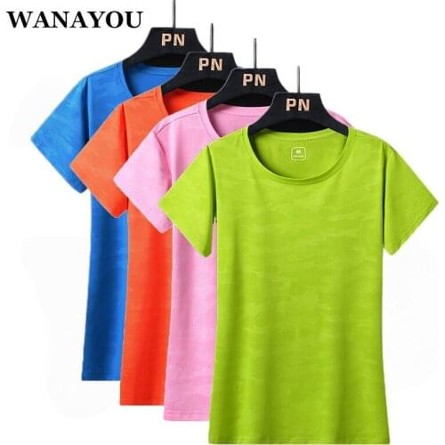 WANAYOU Women Quick Drying Running T-Shirt,Outdoor Sports Fitness Yoga Shirts,Breathable Camping Hiking Cycling Short Sleeve