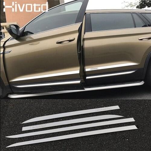 Hivotd For Skoda Kodiaq Exterior Accessories car door edge guard strip scratch protector decoration chromium styling 2017-2019