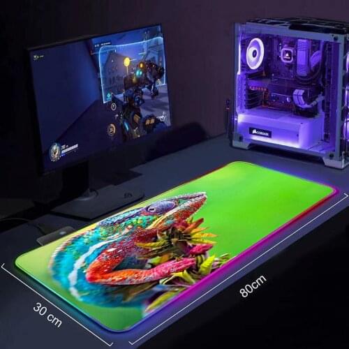 Chameleon DIY Gaming Mouse Pad Large Anime Mousepad RGB Computer Mouse Pad Gamer Mause Pad LED Backlit Mat Keyboard Desk Mat