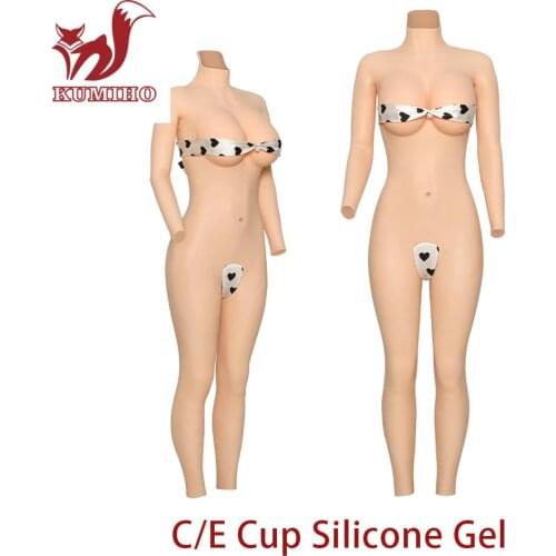 KUMIHO Crossdresser Fake Boobs Silicone 9-Point With Arms Bodysuit Drag Queen Vagina Sexy Pussy for Transgender Male to Female
