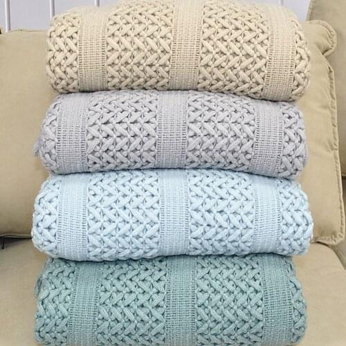 Korean Knitted Blanket Solid Color Office Nap Blanket Nordic Decorative Blanket for Sofa Bed Throw Chunky Knit Throw Blanket