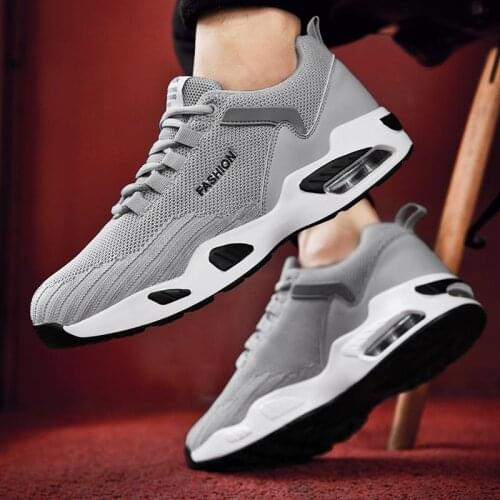 Large Size Summer Air Cushion Mens Shoes Sport Mens Sports Shoes Men Running Shoes Man Sneakers Male Gray Fitness Gym GMD-0567