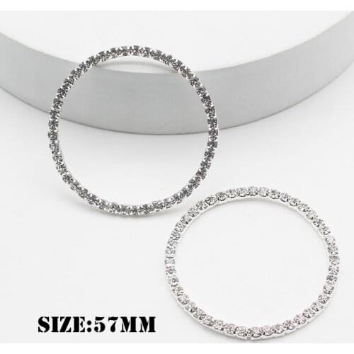 LKERAM 10pcs/pack 57mm No pole Silver S16 Rhinestone buckles slide buckles/DIY hair accessory/Wedding Initiation Ribbon Crystal