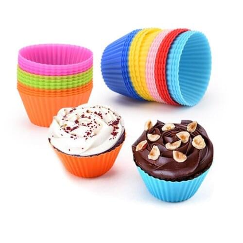 12Pcs/Set 7cm Muffin Cup Reusable Silicone Cake Mold Round Shaped Cupcake Baking Molds Home DIY Cake Decorating Tools