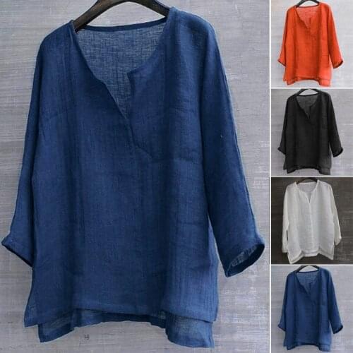 Mens Long-sleeved Cotton And Linen Top Short Breathable And Comfortable Solid Color Long-sleeved Loose Casual T-shirt Top