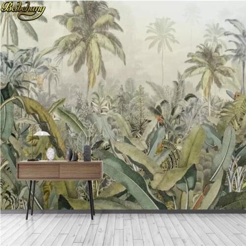 Beibehang Custom Mural Wall paper Southeast Green Banana Leaf Wallpaper Bedroom Living Room Background Wall Decor Wallpaper roll