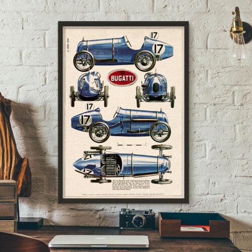 Wall Art Canvas Painting Classical Racing Champion Car Bugatti Nordic Posters And Prints Wall Pictures For Living Room Decor