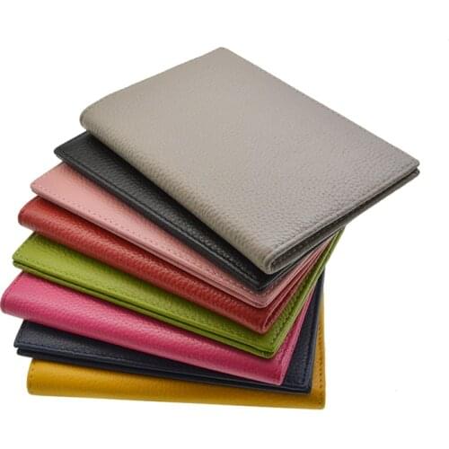 Genuine Cow Leather Passport Holder Real Skin Soft Candy Color Cover For The Passport Case with Flight Ticket pocket Card Wallet