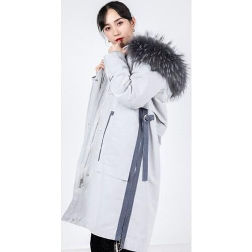 Natural Real Winter Jacket Rabbit Liner Parka Women Clothes 2020 Raccoon Fur Collar Long Coat 90626G809 YY672