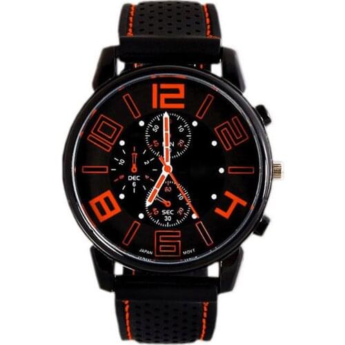 New Military Men Quartz Analog Watch Silicone Stainless Strap Band Round Dial Sport Men' s Wristwatch For Birthday Gift