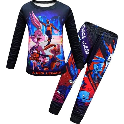 Space Jam 2 Kids Pajamas Boys Girls Clothes Sets Autumn Long Sleeve Pyjamas Children Home Wear T-shirt and Pants Sleepwear