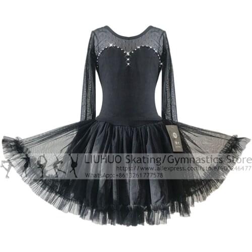 Ice Skating Dress Girls Ballet Competition Fluffy Skirt Leotards latin Traini Gymnastics Female Children Performance dress