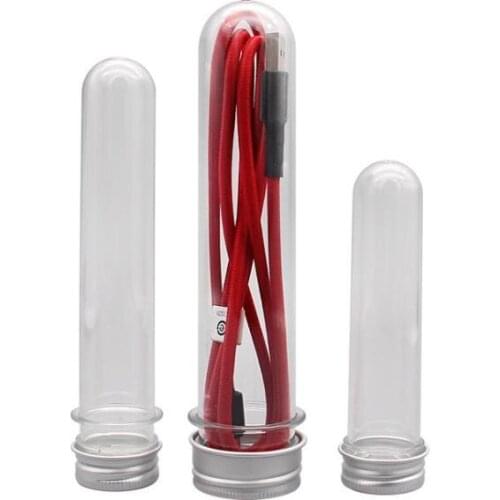 30/40/100ML PET Clear Plastic Empty Refillable Test Tube Bottle With Aluminum Caps Container For Cosmetic Candy Bath Salts Vial