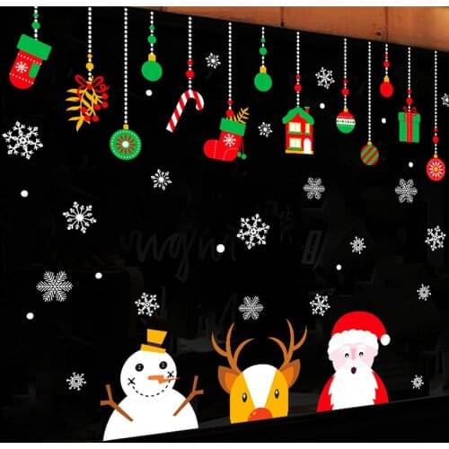 Christmas home decor wall sticker window sticker snowflake Fawn Santa window stickers Christmas wall stickers for kids rooms