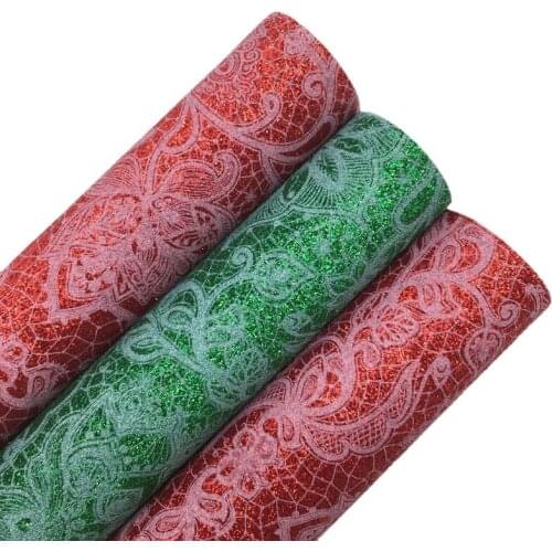 Christmas Red Green White Mixed Glitter Faux Fabric Sheets for Bows Earrings DIY A4 SIZE R124
