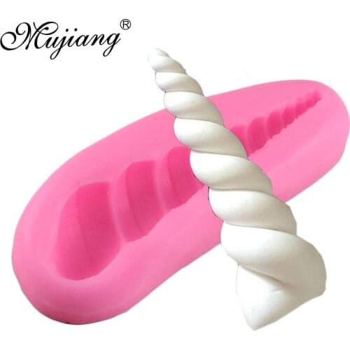 Mujiang 3D Unicorn Horn Silicone Mold Polymer Clay Baby Birthday Fondant Cake Decorating Tools Candy Chocolate Gumpaste Moulds