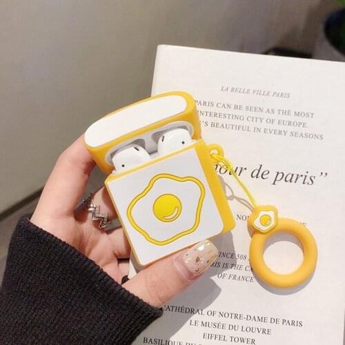 Cute 3D Toast Egg Bread Earphone Case For Apple AirPods1/2 Earbuds Soft Silicone Cover Wireless Bluetooth Headset Box